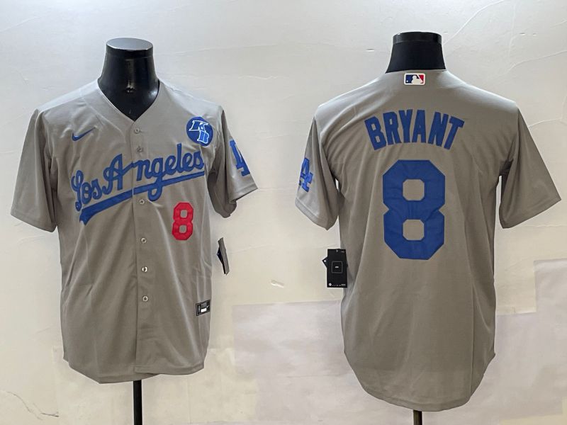 Men Los Angeles Dodgers 8 Bryant Grey Game 2025 Nike MLB Jersey style 1